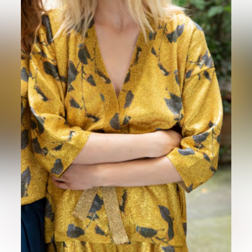 MES DEMOISELLES Grimmy Knitted Cardigan In Gold 0